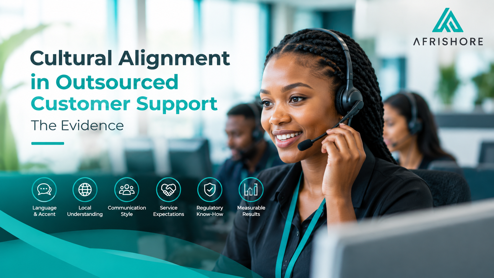 Customer support agent on a headset in conversation, illustrating cultural alignment in outsourced CX
