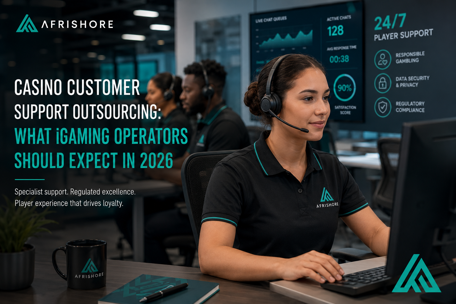 Casino customer support agents handling player queries in a specialist BPO contact centre