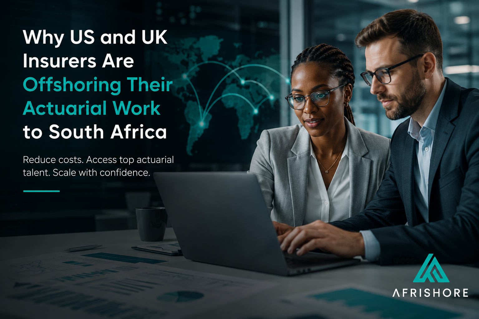 Actuarial analyst reviewing insurance reserving models at a desk in Johannesburg