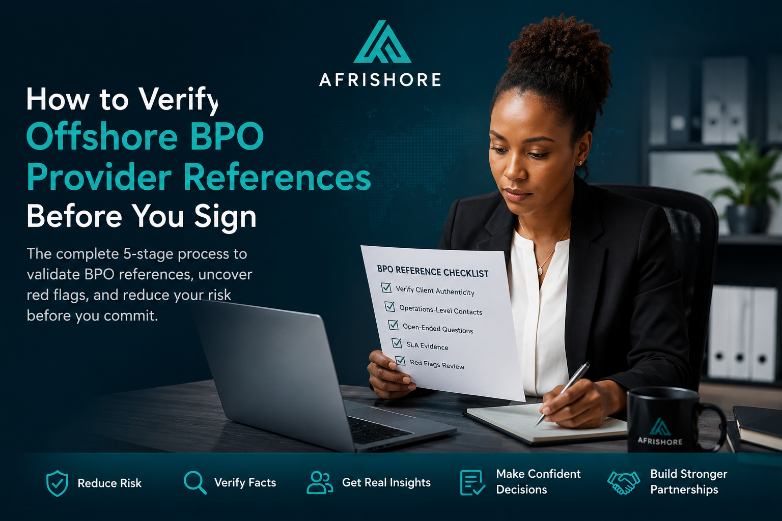 Operations manager conducting offshore BPO provider reference verification call